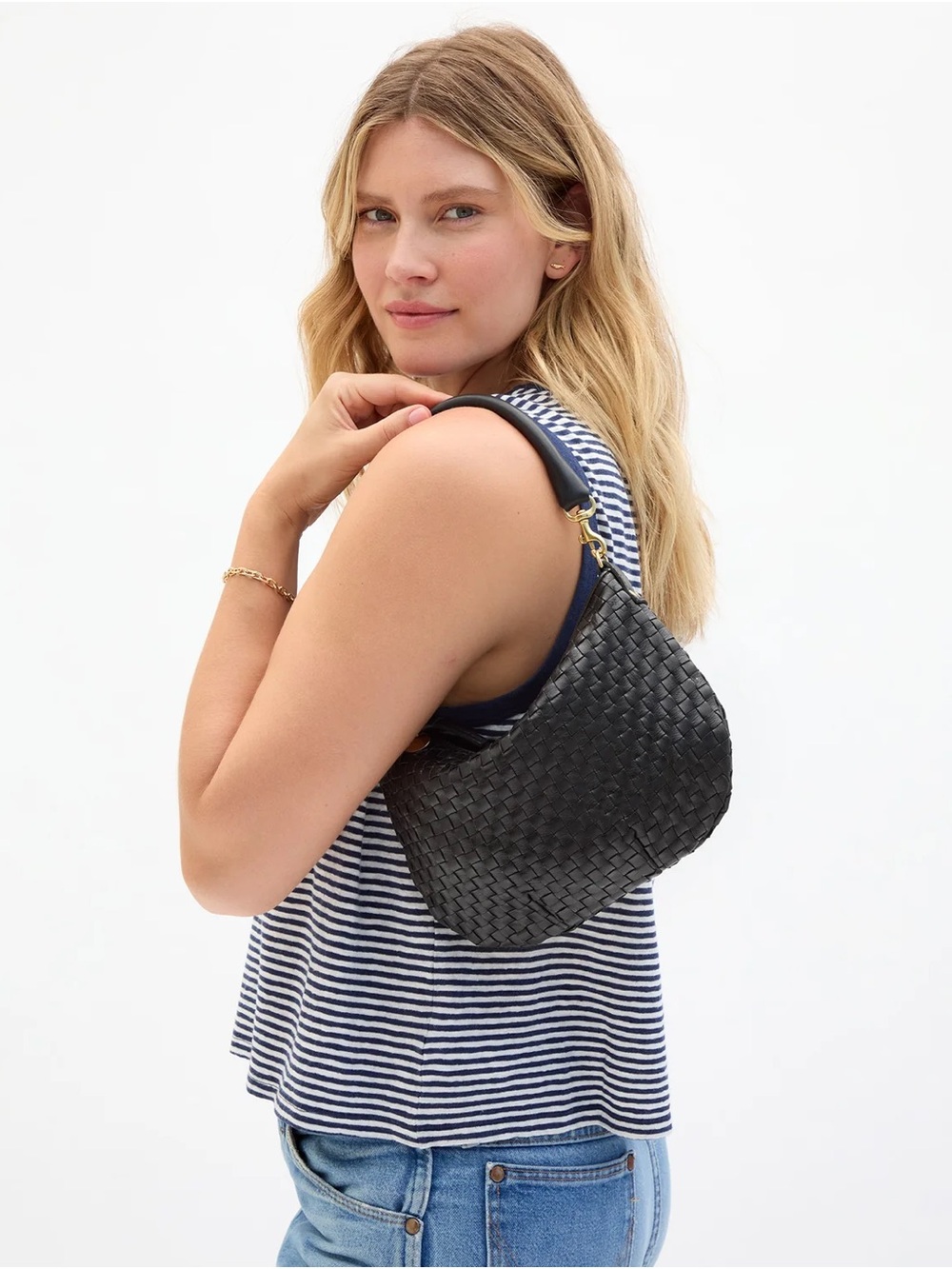 Woven Black Shoulder Bag